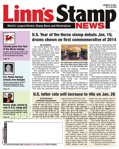 Linn's Stamp News 13 January 2014